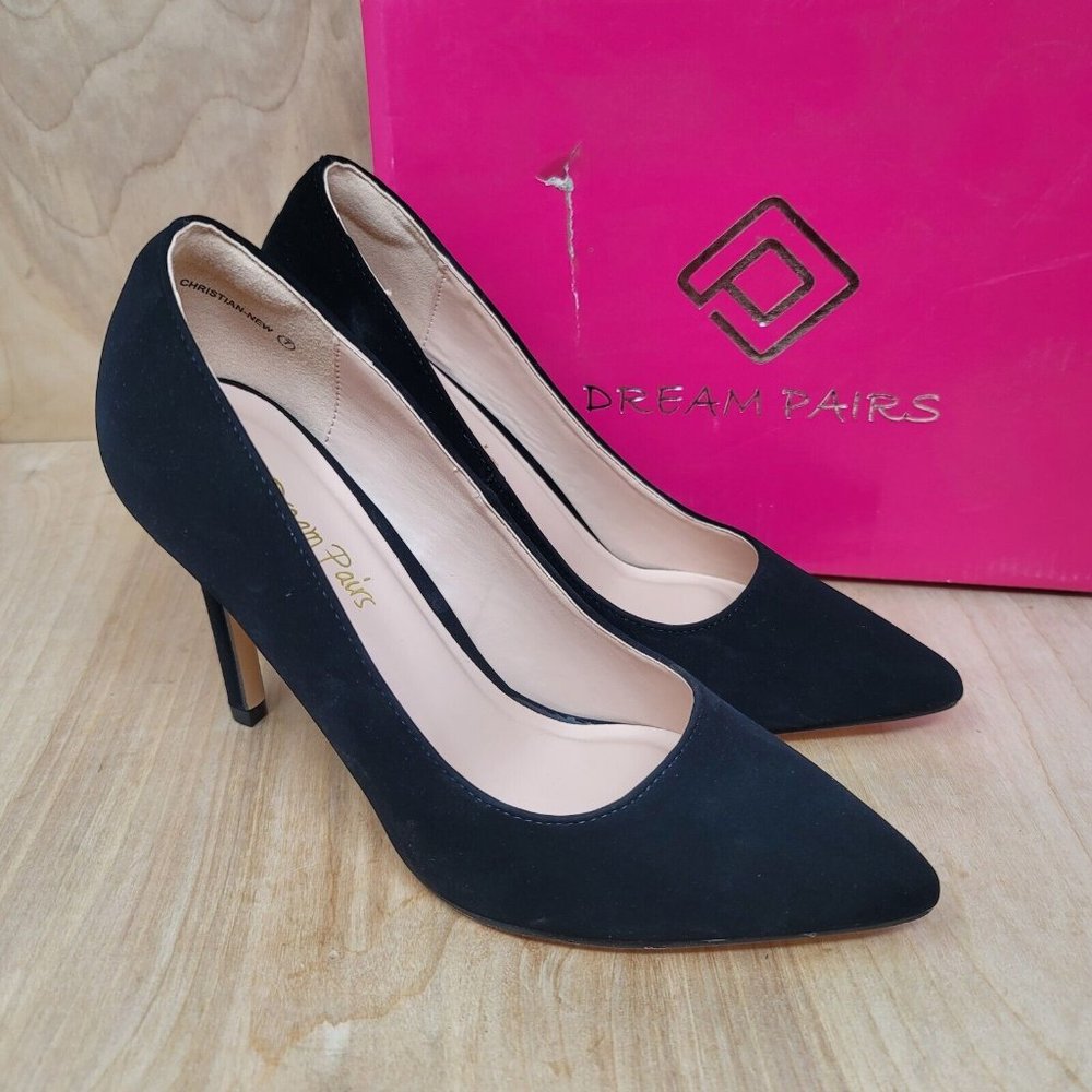 Dream Pairs Womens Pumps Size 7 M Suede Shoes Black Faux Heels Christian